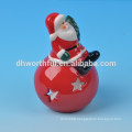 Funny santa claus design ceramic candle holder with ball